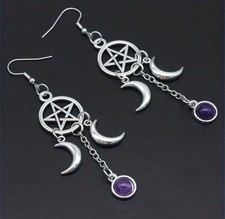 Triple Moon Earrings Pentagram