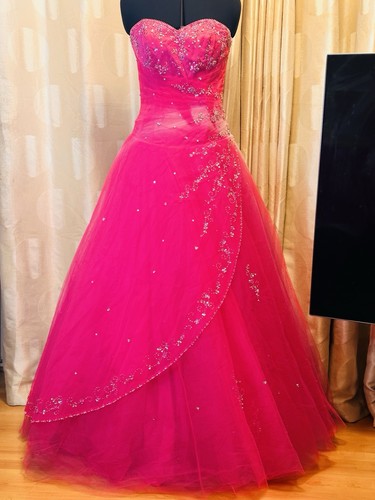 Pink tulle ball gown prom - pink,