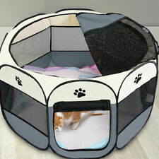 Foldable Soft Fabric Puppy Play Pen Tent Dog Crate Cat Cage Pet bed Travel UK