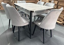 Grey and Black Marble Dining