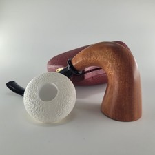 Large Calabash Mahogany Pipe rusticated handmade block meerschaum bowl CPW39