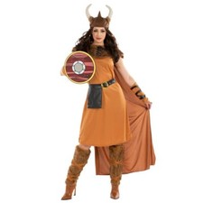 Women`s Viking Warrior Princess Costume Helmet Nordic Barbarian Lady Fancy Dress