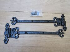 PAIR OF CORONET  cast iron door t tee hinges + cottage latch old English