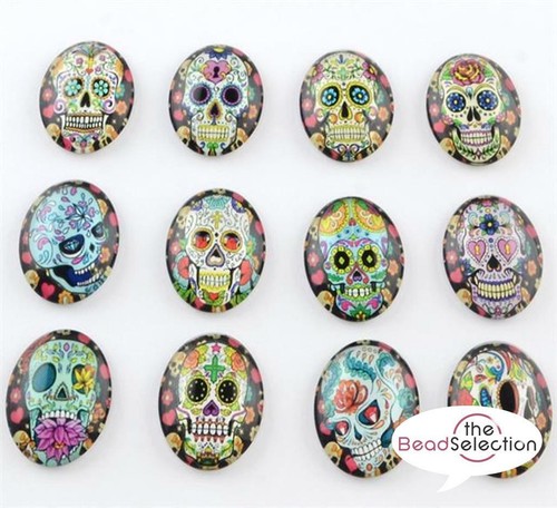 Oval candy skull - skull, printed