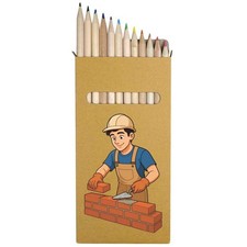 12 x 'Bricklayer Working' Long 178mm Coloured Pencils / Pencil Set (PE00084653)