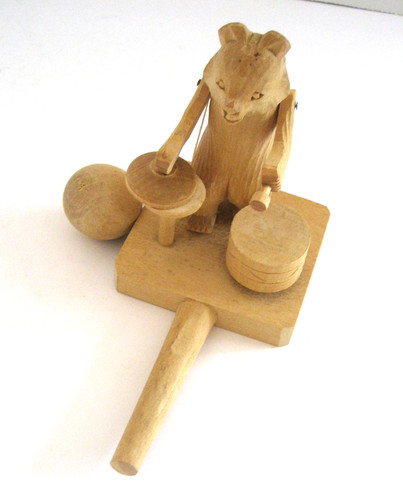 Vintage wooden bear - wooden, automata