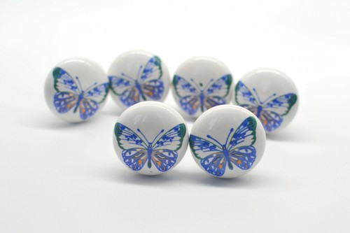White blue butterfly - blue, ceramic