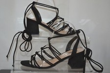 Primark women's black strappy mid heel shoes UK size 5