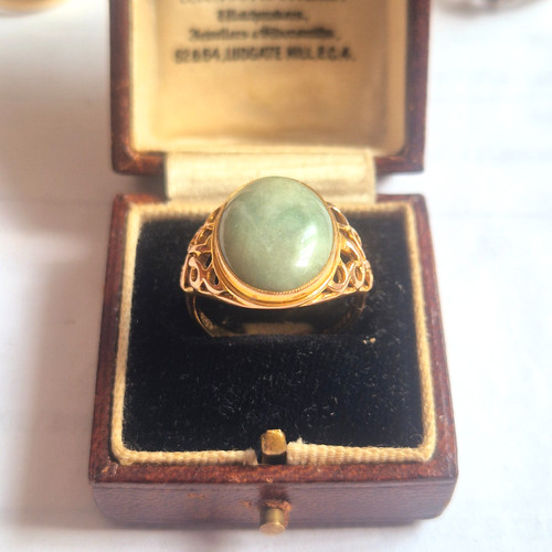 Vintag 9ct gold jade ring - ring,