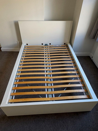 Ikea white double bed frame - ikea,