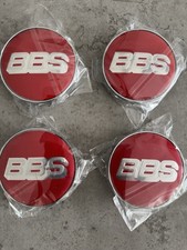 4 X BBS Wheel Centre Cap Alloy Hub Center Caps 68mm Red/Silver NEW SEALED