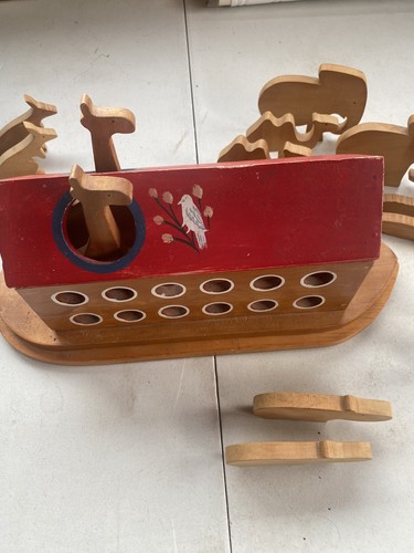Vintage wooden noah ark toy - wooden,