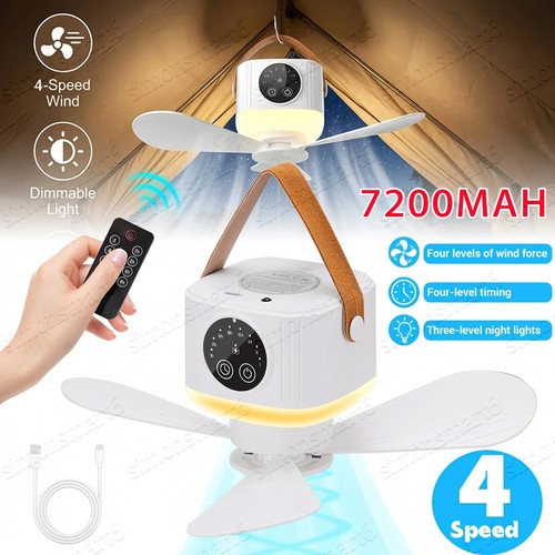 Camping tent fan with led - with,