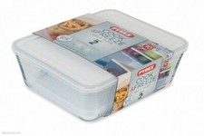 Pyrex Cook & Freeze Food Storage Rectangular Glass Dishes with Lid 2 Pc 4L-1.5L 