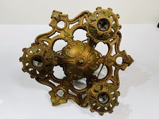 Antique Art Deco Cast Iron 3 Light Hanging Chandelier Needs Rewire