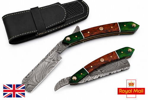 Damascus steel straight razor - straight,