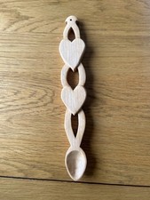 Traditional Hand Carved Wooden Welsh Love Spoon celtic love heart Design Wedding