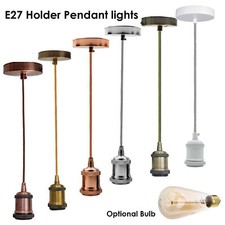 Light Pendant Fitting Ceiling Rose E27 Suspension Set Twist /Round Light Base UK