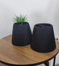 X2 Black Pleated Clip On Lampshades VGC Small Pair 