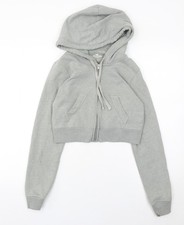 Hollister Womens Grey Full Zip Hoodie Size S Cotton Blend Casual