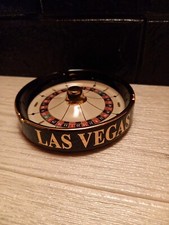 Vintage Las Vegas Ceramic Roulette Wheel Ashtray 4 Cigarette slots