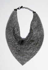 ZARA NEW WOMAN JEWEL BIB COLLAR NECKLACE ANTHRACITE GREY REF: 1011/204