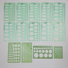 Vtg 10 Timely Ellipse Template No 92 T-92, 15° to 60 degrees Set, T-43 T-88 T-91