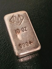 Johnson Matthey 10 Oz 999 Vintage Silver Bar,Large Logo Variety