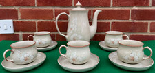 Denby vintage Stoneware Daybreak Coffee Pot & 5 Cups / Saucers Lovely condition