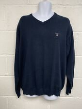 Gant Navy Blue Cotton Knitted Jumper Long Sleeve V-neck Men’s Large PWB2003042