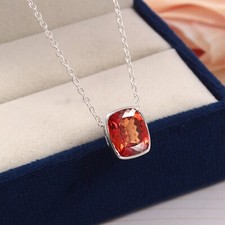 A+ Natural Padparadscha Sapphire 925 Silver Pendant Birthday Anniversary Gifts