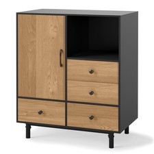 COSTWAY Buffet Sideboard Modern Storage Cabinet with 4 Drawers Black