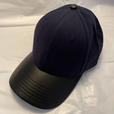 Gentsco GENTS Navy Blue Crown/Black Leather Visor Adjustable Backstrap Mens Hat