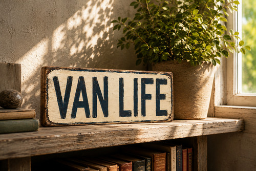 Van life wooden vintage style - van,