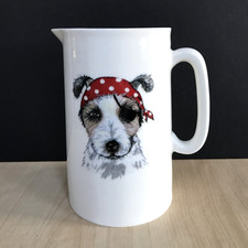 Ceramic Pirate Dog Jug Jack Russell Terrier Angel Ceramics Seaside Range Decor