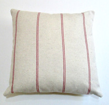 LAURA ASHLEY CUSHION COVERS - NATURAL RED TWIN STRIPE COUNTRY FARMHOUSE COTTAGE