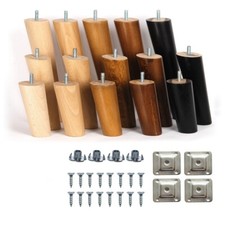 4x Wooden Angled Round Cone Tapered Furniture Legs Feet For Sofa Stool Chest M8