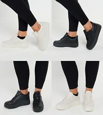 Womens Wedge Trainers Hi Top Sneakers Lace Up Ladies Hidden Heel Pumps Shoes