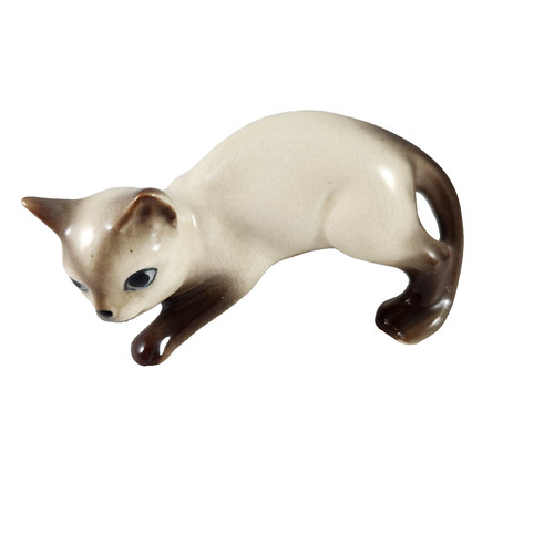 Vintage porcelain siamese cat - vintage,