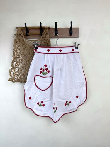 Vintage waist apron pinny red - apron,