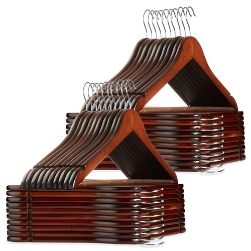 Walnut wooden suit hangers - wooden,