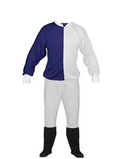 Adults Full Jockey Costume Fancy Dress Grand National Aintree Navy Blue White