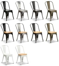 Tolix Style Industrial Metal Dining Chairs Vintage Retro Kitchen Cafe Stacking