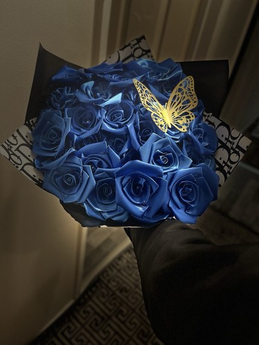 Ribbon bouquet blue with - bouquet,