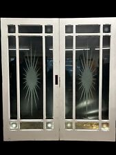 VICTORIAN FRENCH DOORS MAHOGANY ETCHED GLASS PERIOD RECLAIMED ANTIQUE HARDWOOD