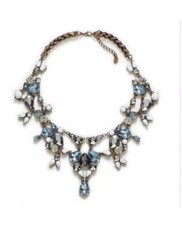 Genuine Zara Blue Crystal Large Statement Necklace Choker Jewelry  Collar N289 