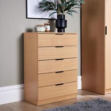 Chest 5 Drawers Oak Effect Bedroom Furniture Clothing Bedside Storage Organiser