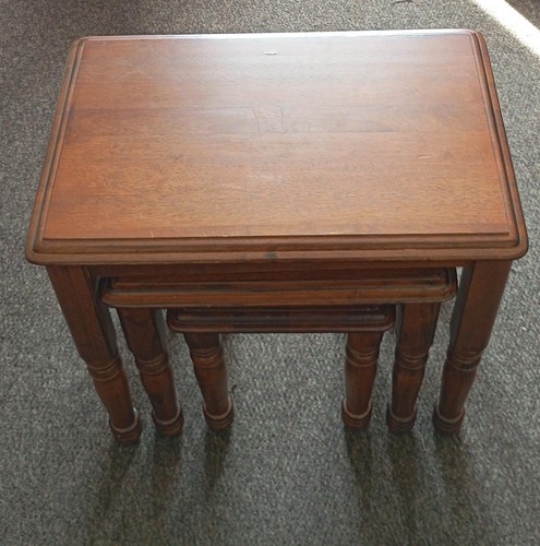 Oak wooden nesting table set - nesting,