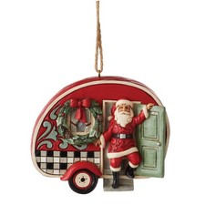 Jim Shore Highland Glen Christmas Santa in Teardrop Camper Ornament 6012873