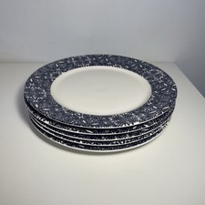 5 X Denby Monsoon - Cordoba -  salad Side plates -  22cm - Blue Floral Detailing